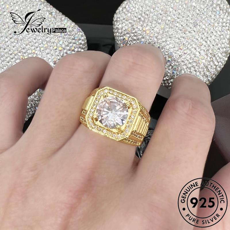 Perhiasantempat Berlian Moissanite Cakar Asli Mendominasi Empat Cincin Perak Wanita Emas925 R460