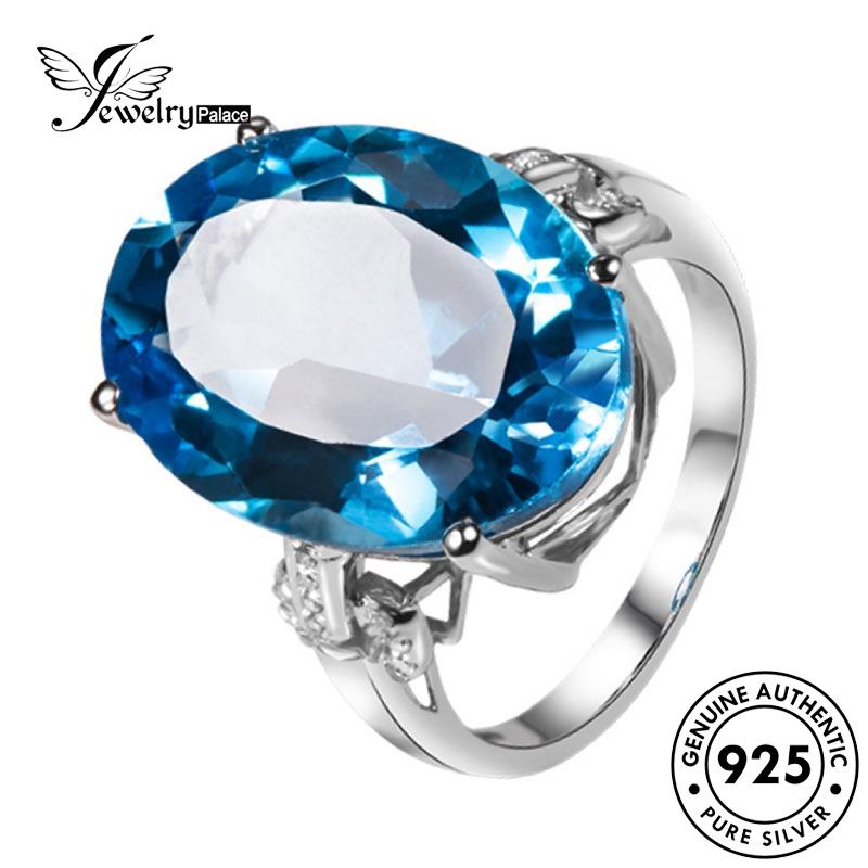 Jewelrypalace Kepribadian Perak925 Cincin Oval Aquamarine Wanita Asli R565