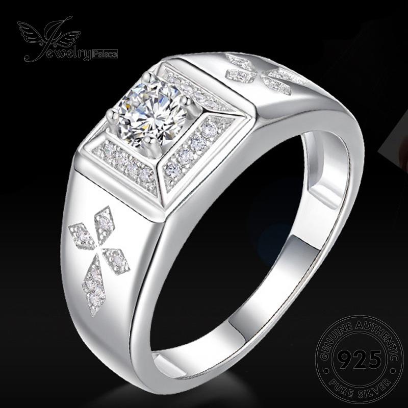 Jewelrypalace Cincin Perak Pria Kepribadian Cross Berlian Asli925 Moissanite R568