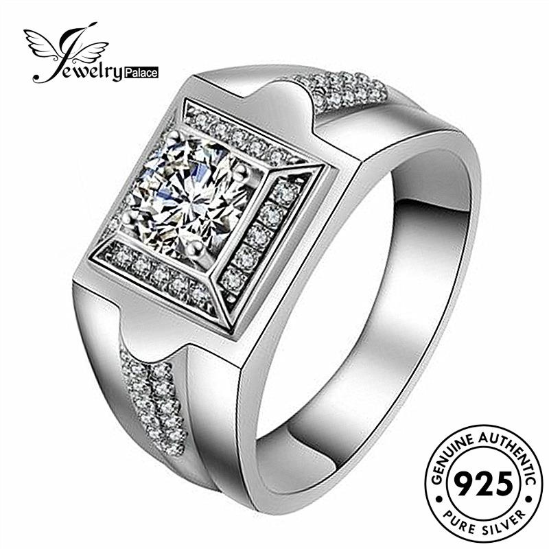 Jewelrypalace Moissanite Berlian925 Cincin Pria Perak Asli Mewah R584