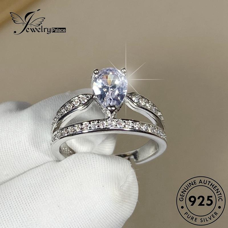 Jewelrypalace Wanita Asli Cincin Mewah Moissanite 925drop Bentuk Perak Berlian R538