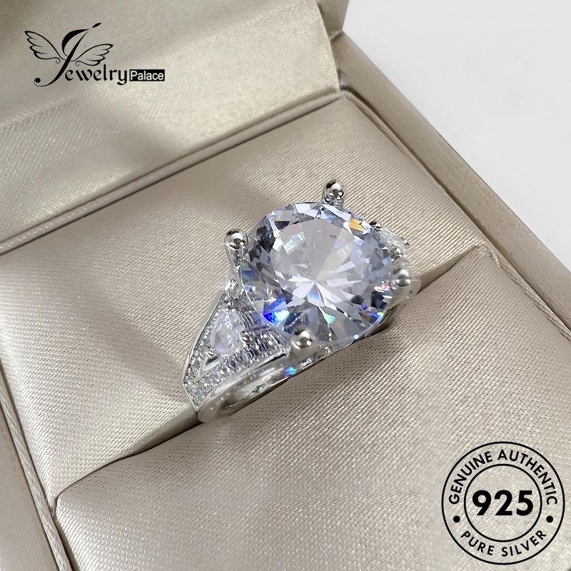 Jewelrypalace Cincin Berlian Asli Bulat925 Temperamen Moissanite Emas Perak Wanita R826