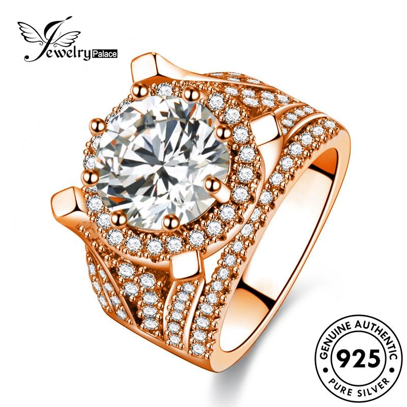 Jewelrypalace Berlian Cincin Mewah Moissanite Bunga Emas Asli Silver Wanita925 R887