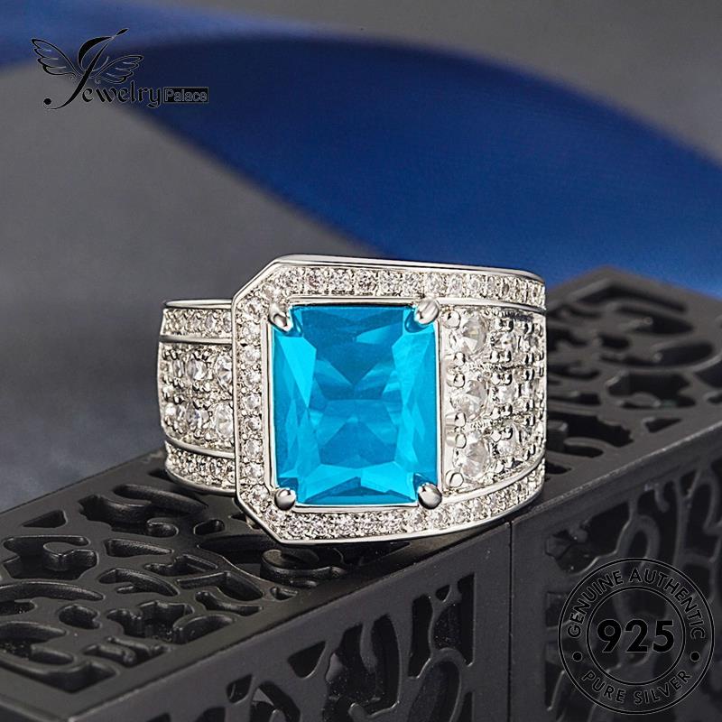 Jewelrypalace Square Cincin Mewah Perak Safir Wanita925 Asli R910