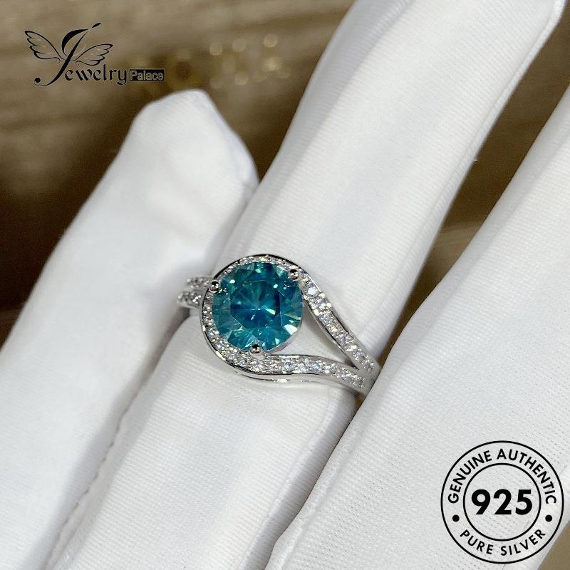 Jewelrypalace925 Zamrud Asli Cincin Perak Kancing Temperamen Wanita R1000