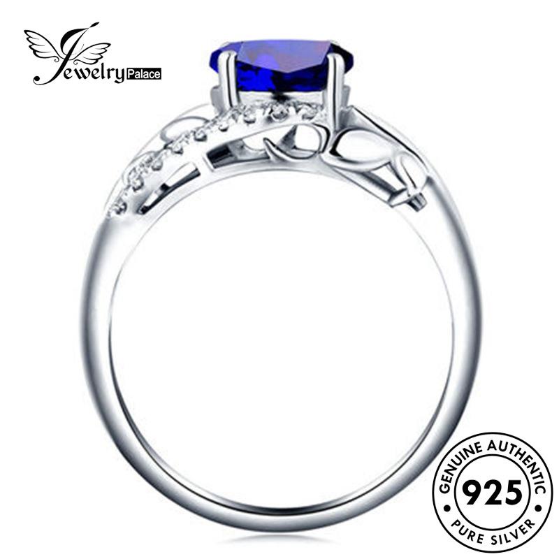 Jewelrypalace Cincin Safir Asli925 Wanita Oval Perak Halus R1056