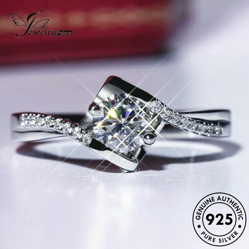 Jewelrypalace Angel Cincin Wanita Moissanite Perak925 Klasik Asli Berlian Kiss R1080