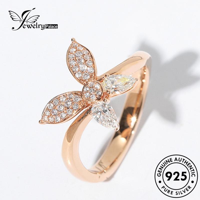 Jewelrypalace Cincin Perak925 Berlian Moissanite Emas Kreatif Asli Butterfly Wanita R1094