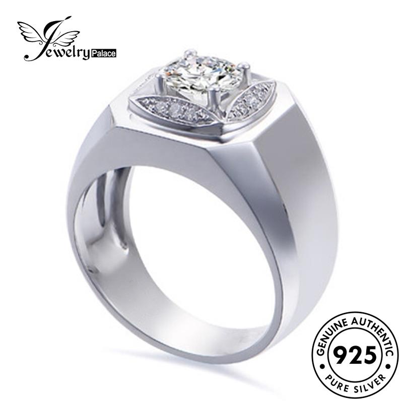 Perhiasantempat Mendominasi925Asli Cincin Moissanite Pria Berlian Perak R1120