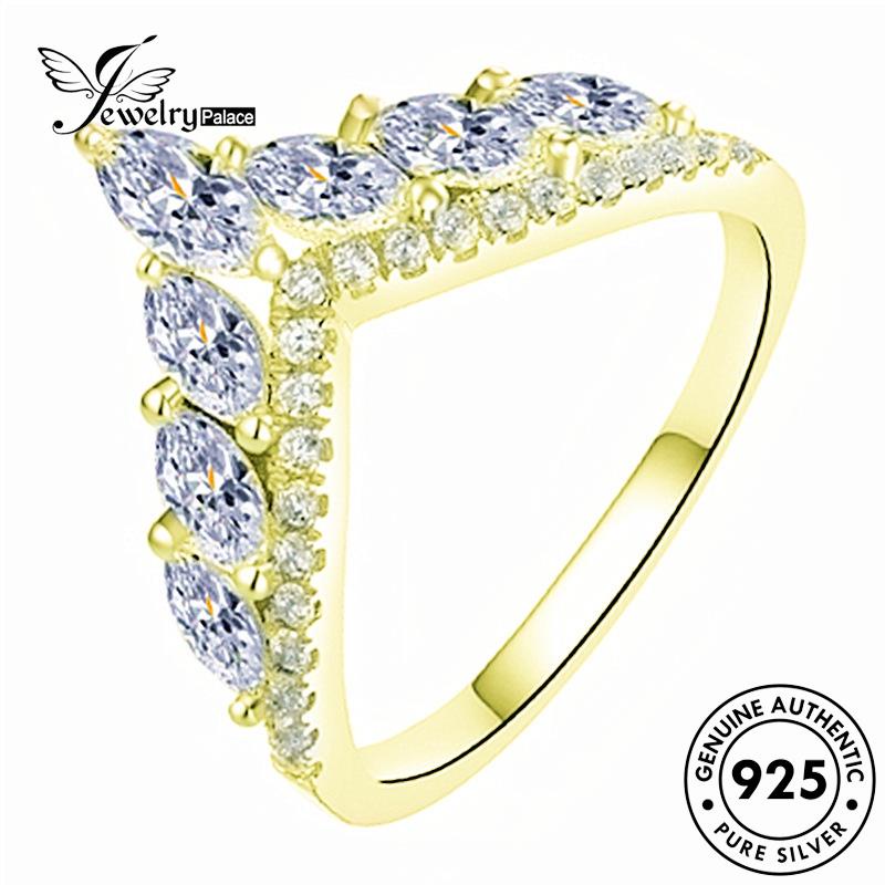 Jewelrypalace Berlian V Moissanite Perak925 Temperamen Bentuk Emas Asli Couple Rings R1128