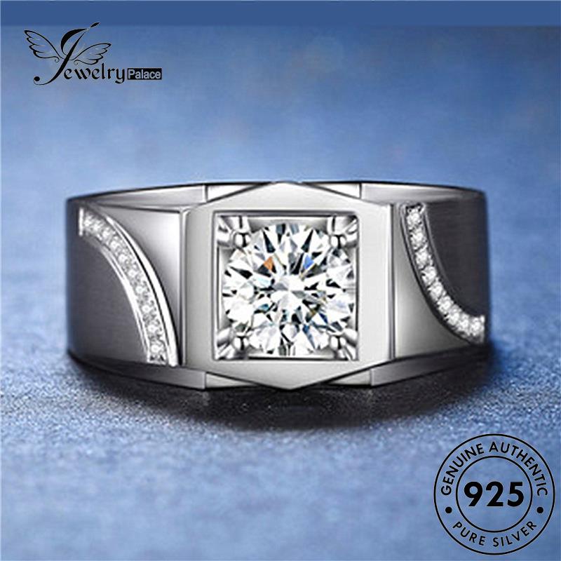 Tempat Perhiasan Wanita Asli Cincin Berlian Klasik Perak925 Moissanite R1144