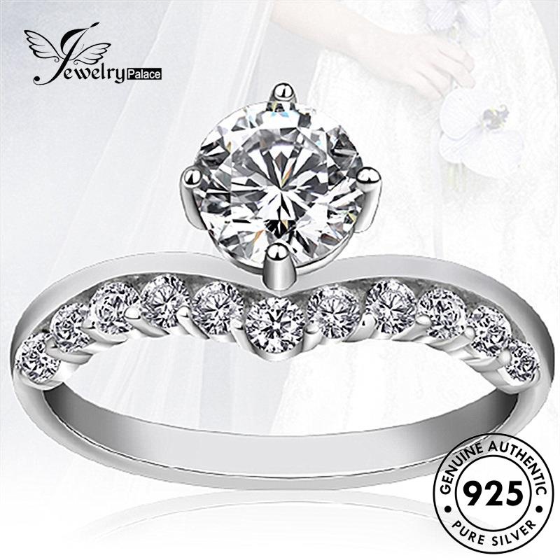 Jewelrypalace Moissanite925 V Perak Emas Cincin Wanita Bentuk Indah Berlian Asli R1166