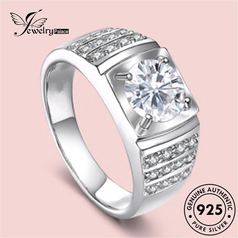 Jewelrypalace Cincin Moissanite Perak925 Wanita Asli Berlian Klasik R1173