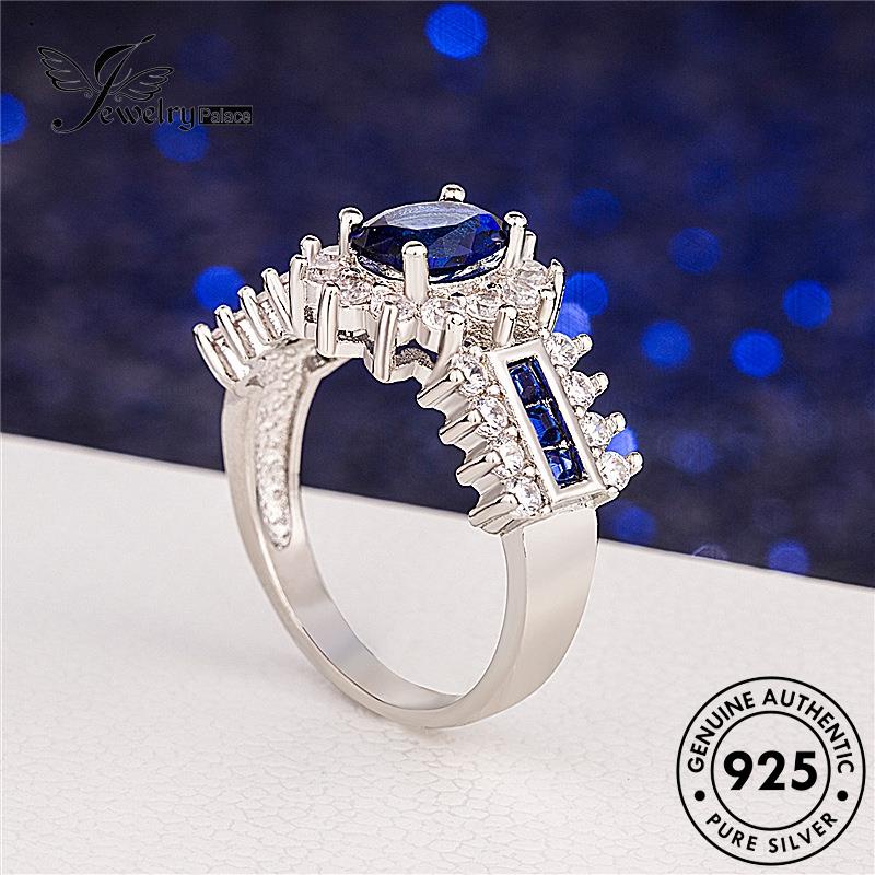 Jewelrypalace Temperamen Perak Asli Safir Wanita Rings925 Oval R1469