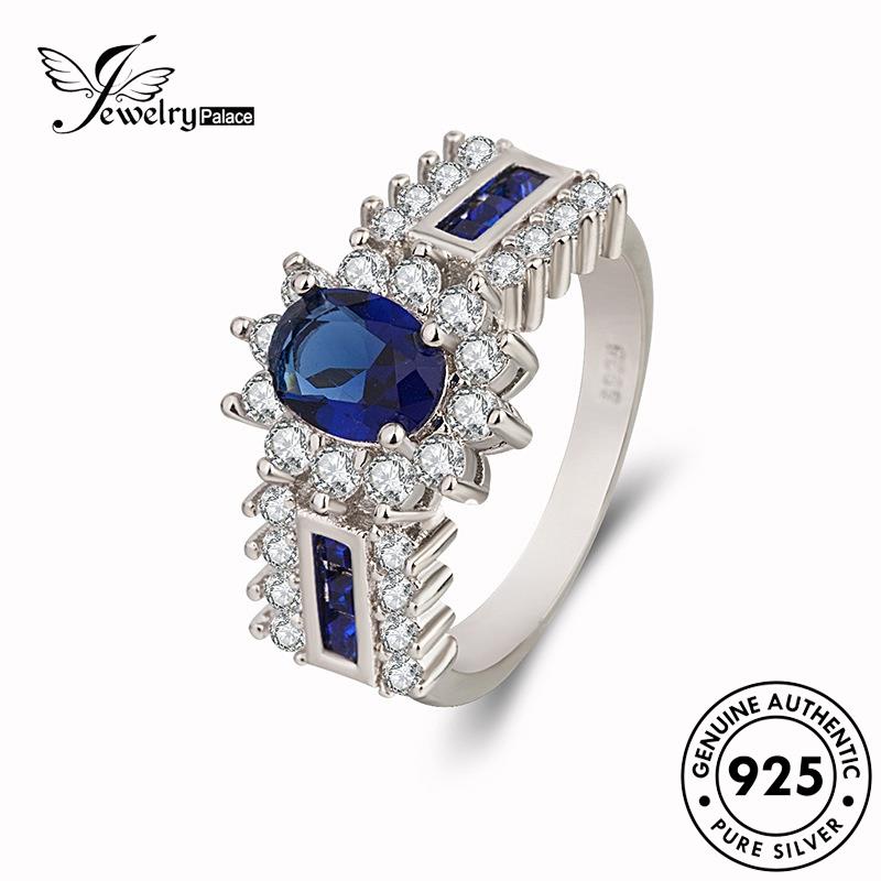 Jewelrypalace Temperamen Perak Asli Safir Wanita Rings925 Oval R1469