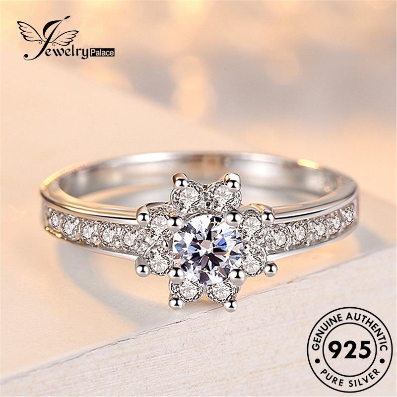 Jewelrypalace Snowflake Fashion925 Berlian Asli Perak Moissanite Cincin Wanita R1552