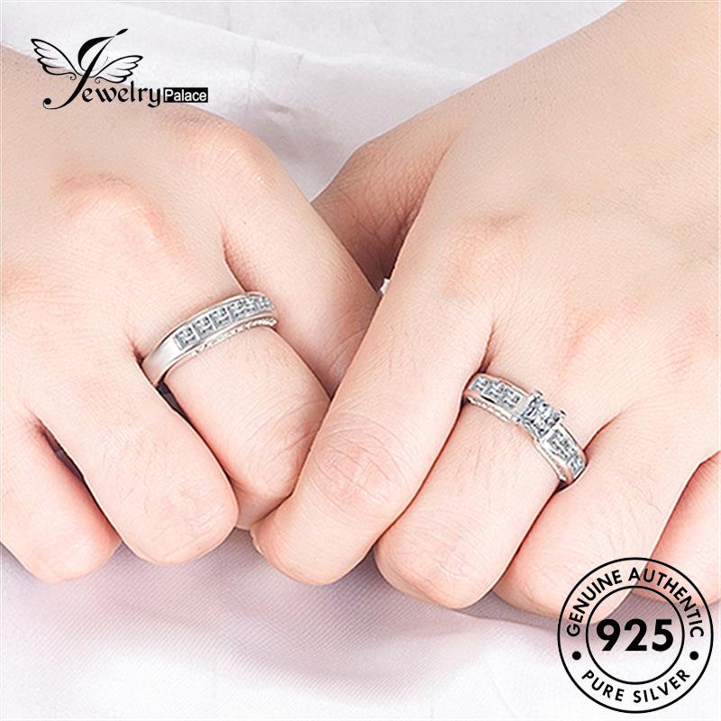 Jewelrypalace Cincin Couple Perak Asli Moissanite925 Berlian Klasik R1276