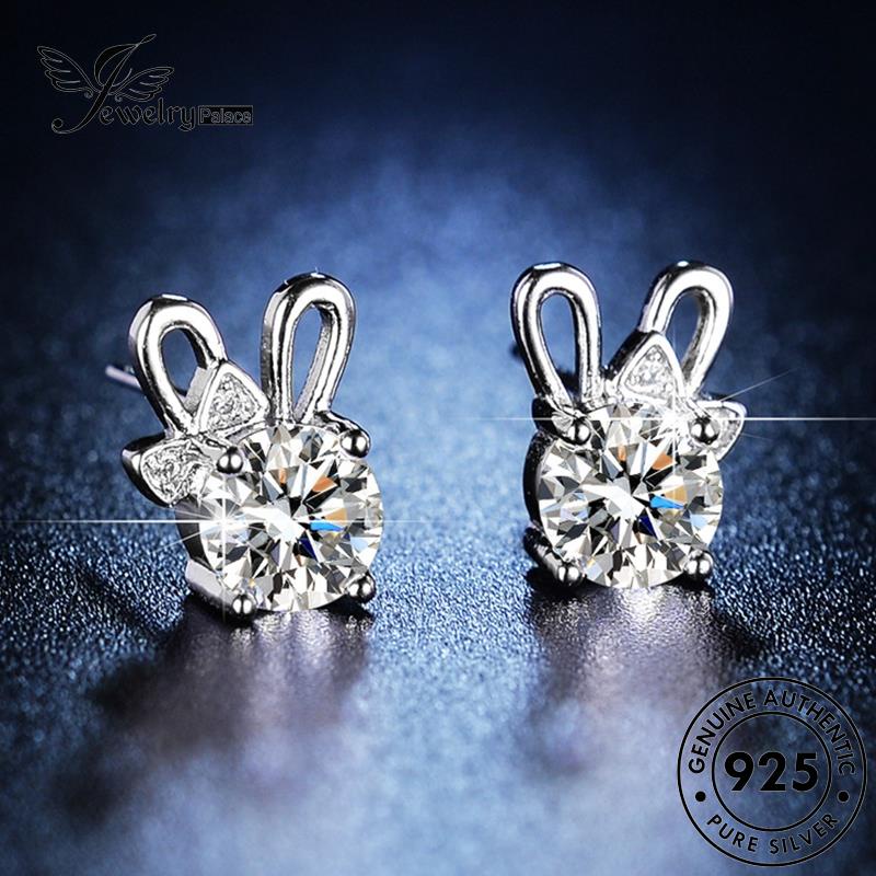 Jewelrypalace925 Asli Berlian Tusuk Bunny Perak Anting Wanita Moissanite E16