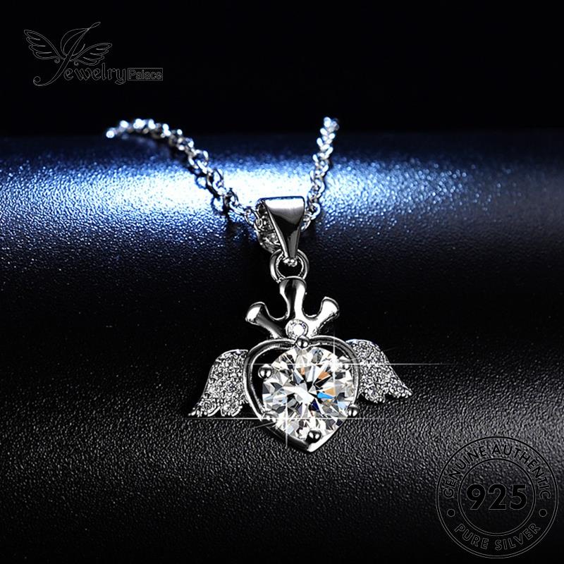 Jewelrypalace Wanita Asli925 Mahkota Perak Fashion Moissanite Kalung Angel Diamond N85