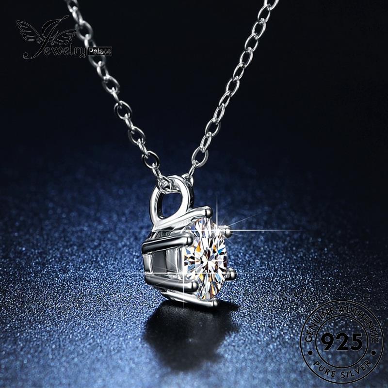 Jewelrypalace Moissanite Kalung Berlian Enam Simple Wanita925 Cakar Perak Asli N97