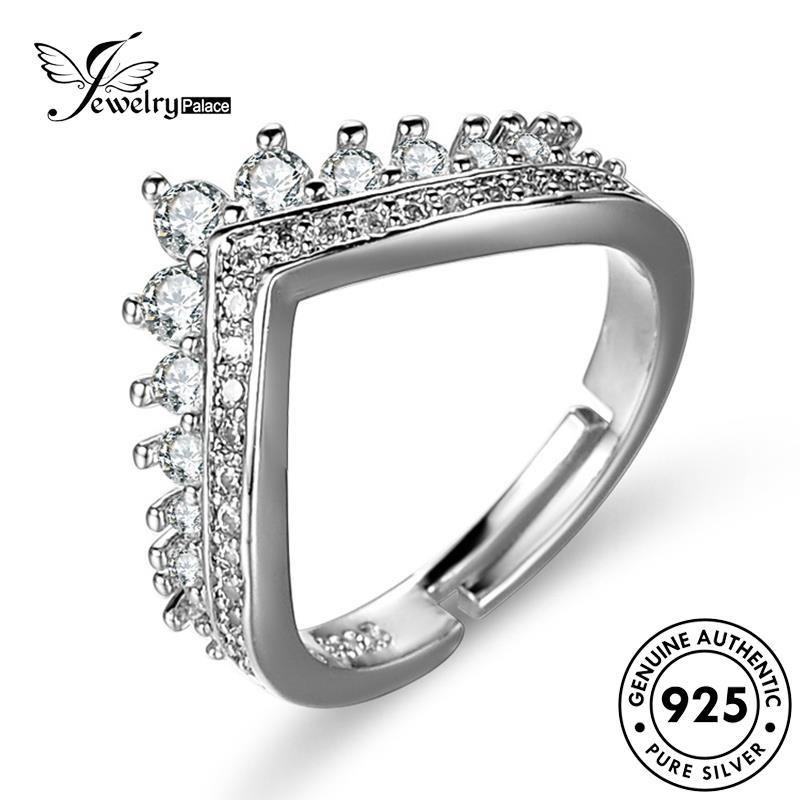 Jewelrypalace925 Moissanite Kepribadian Wanita Berlian Bentuk Perak Asli V Rings R119