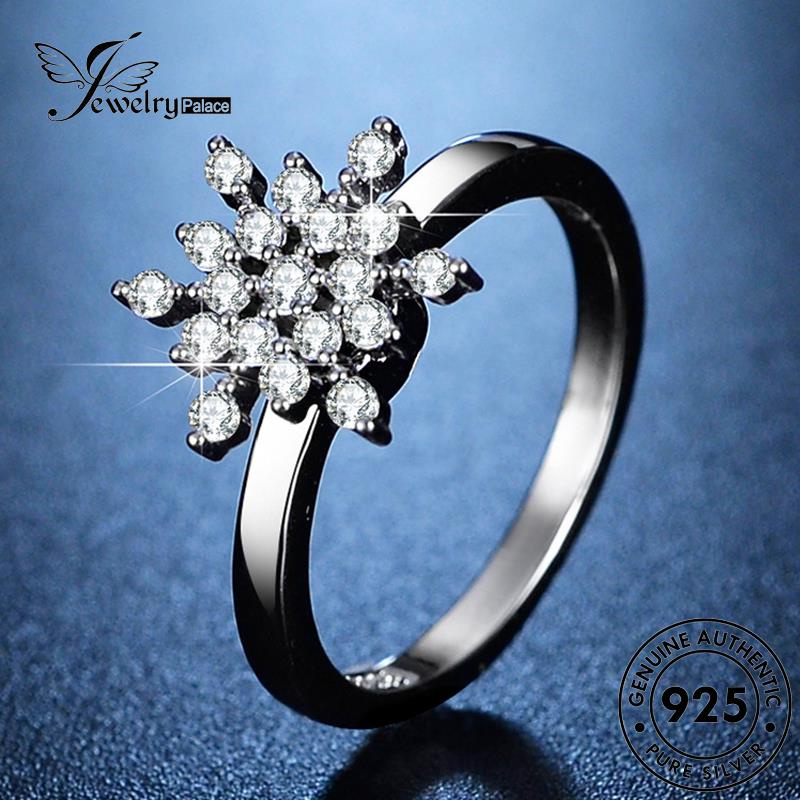 Jewelrypalace Perak Berlian Kepribadian Wanita Asli Moissanite Snowflake925Cincin R129