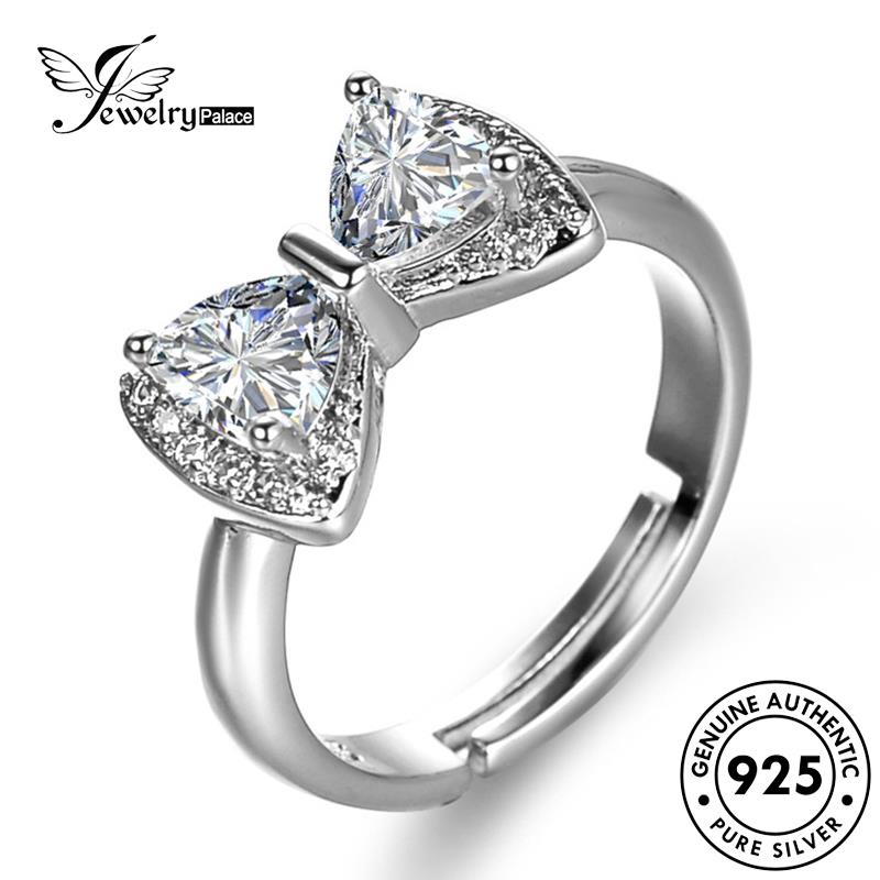 Jewelrypalace Cute Moissanite Busur Wanita Perak Asli Cincin Berlian925 R134