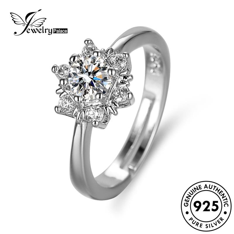 Jewelrypalace Perak Asli925 Cincin Kepribadian Snowflake Wanita Moissanite Berlian R170