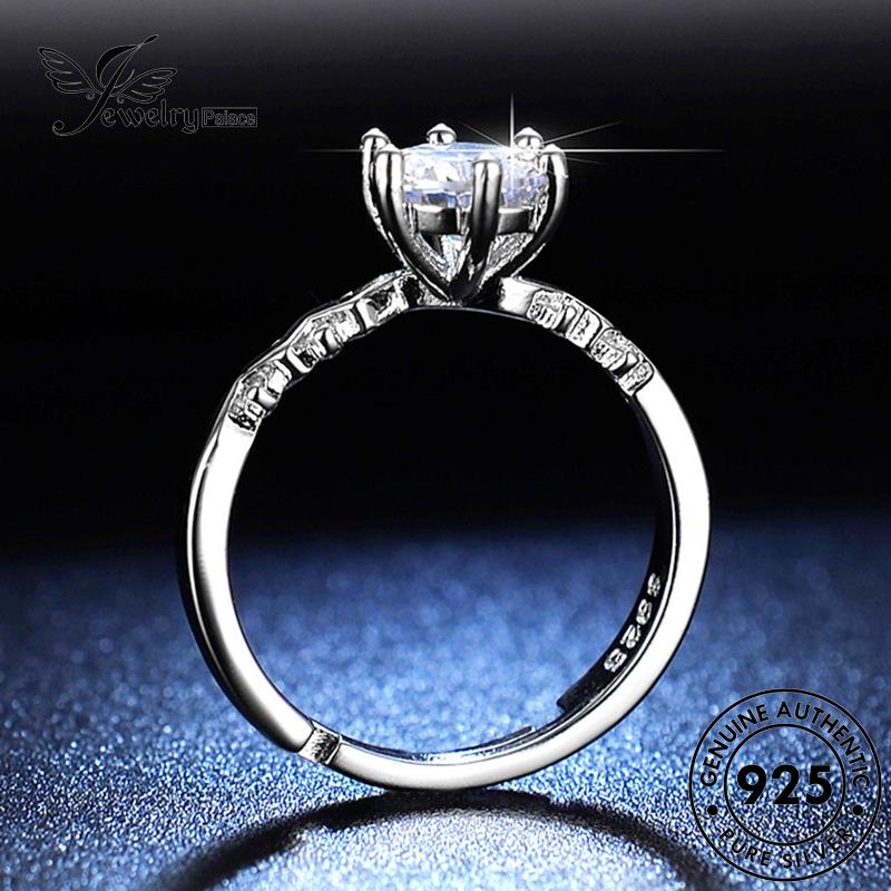 Jewelrypalace Cincin Asli Enam Perak Moissanite Cakar Berlian Klasik925 Wanita R171