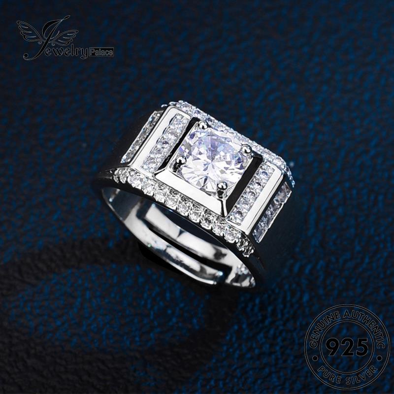 Jewelrypalace Cincin Berlian925 Moissanite Perhiasan Asli Simple Pria Silver M072