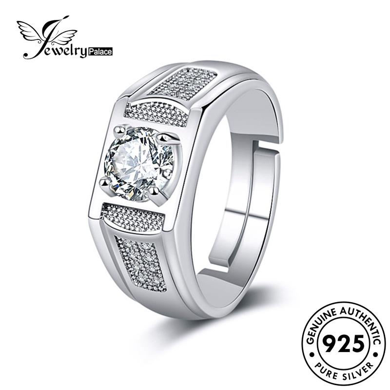 Jewelrypalace Cincin Pria Perak Asli Berlian925 Fashion Moissanite R386