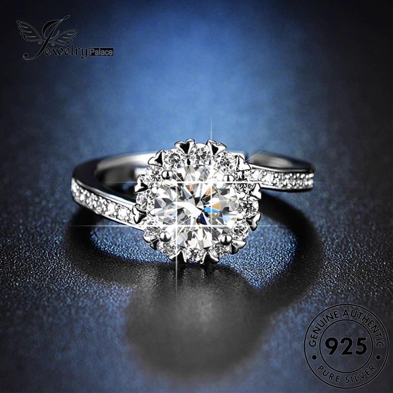 Jewelrypalace Perak925 Asli Moissanite Bunga Cincin Berlian Halus Wanita R403