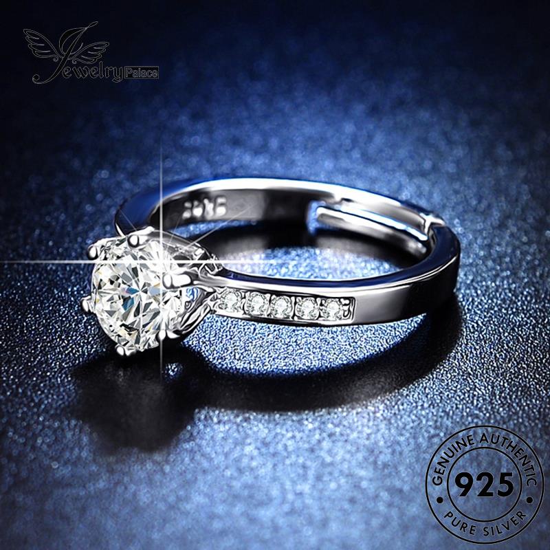 Jewelrypalace Cincin Berlian Perak Klasik Cakar Enam Moissanite Wanita Asli925 R424