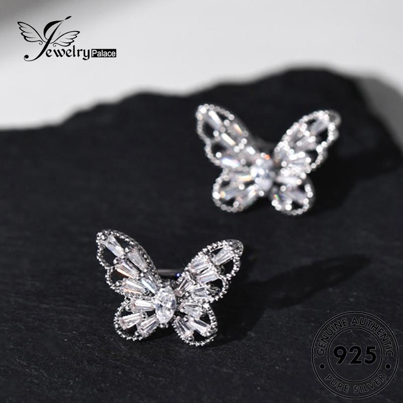 Jewelrypalace Wanita Asli Kupu-Kupu Hoop925 Berlian Moissanite Anting Perak E1321