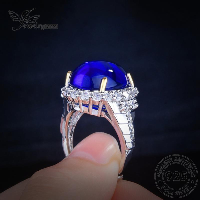 JEWELRYPALACE Wanita Perak Original korea Nikah Asli Sapphire Sterling Murni Oval Silver Cincin Silver Perhiasan Aksesori 925 Kawin R2587