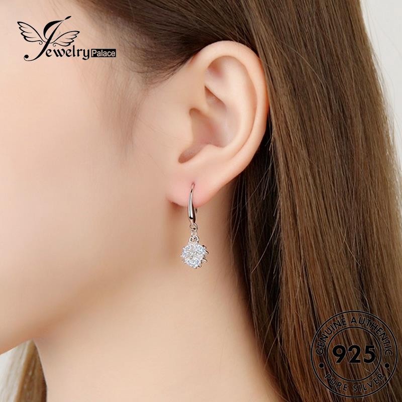 Jewelrypalace Anting Kait Magic Perak Kubus Moissanite Berlian Emas Asli925 Wanita E728