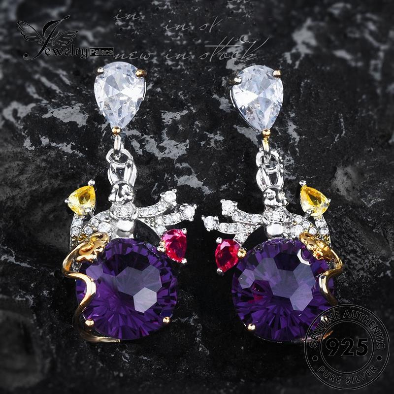 Jewelrypalace925 Kalung Amethyst Perak Asli Kelinci Set Wanita S629