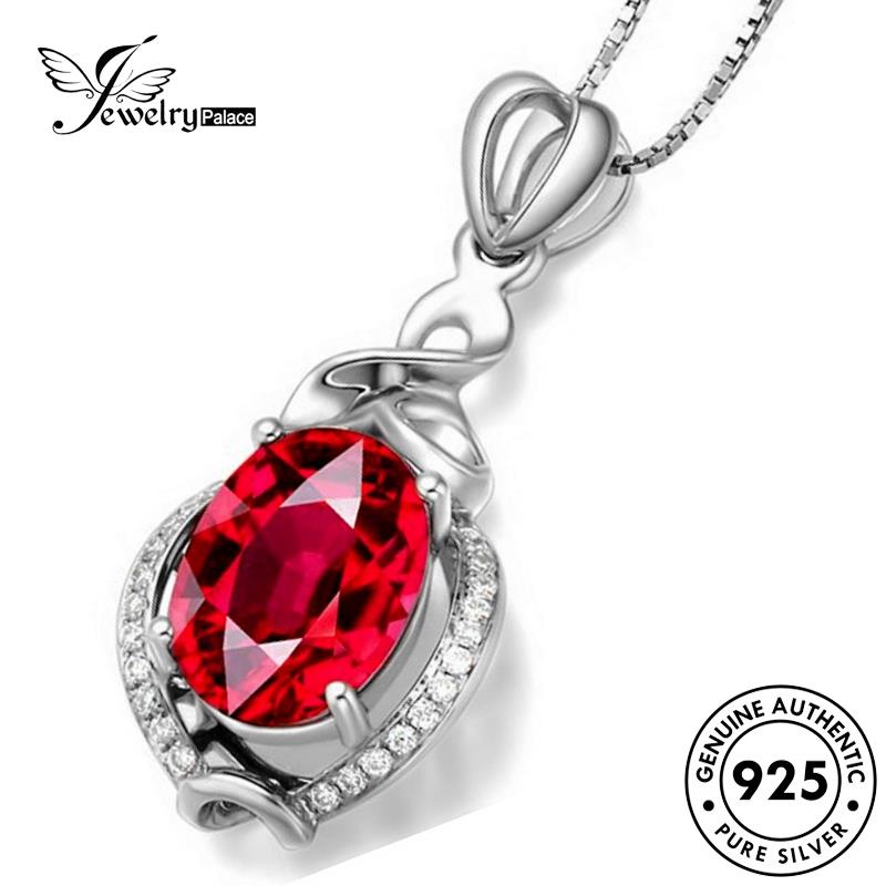 Jewelrypalace 925telur Asli Wanita Simple Perak Emas Ruby Bentuk Kalung N1101