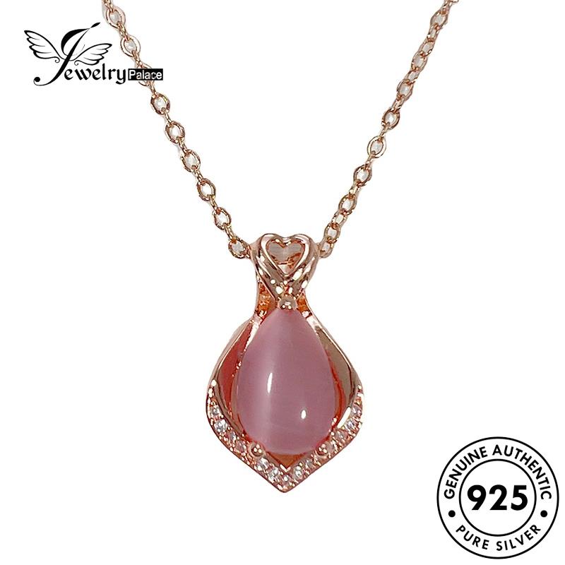 Jewelrypalace Kalung Berlian Wanita Emas Perak Lucu925 Pink Kristal Asli N1105