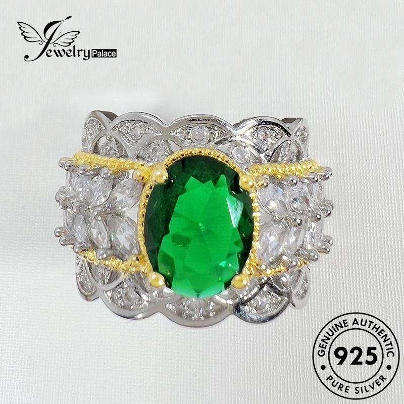 Tempat Perhiasan925 Cincin Wanita Hollow Perak Asli Motif Zamrud R1745