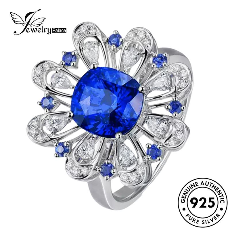 Jewelrypalace Perak925 Asli Fashion Wanita Cincin Safir Bunga R1746