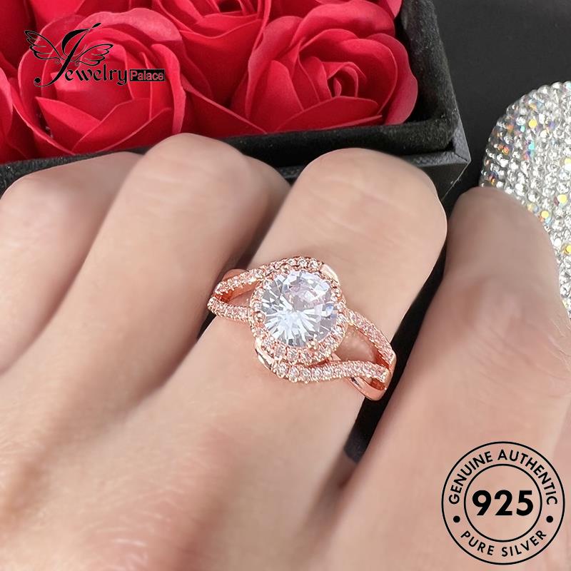 Jewelrypalace Cincin Perak925 Wanita Cakar Empat Emas Moissanite Berlian Asli R1718