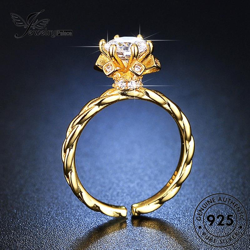 Jewelrypalace 925cincin Wanita Citrine Perak Bunga Emas Asli The R442