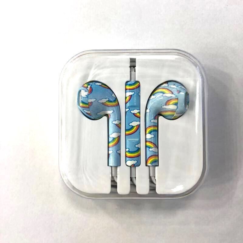Earphone Universal Motif Warna-Warni 3.5mm In-Ear Headphone Stereo Kabel Dengan Mic Headphone Universal