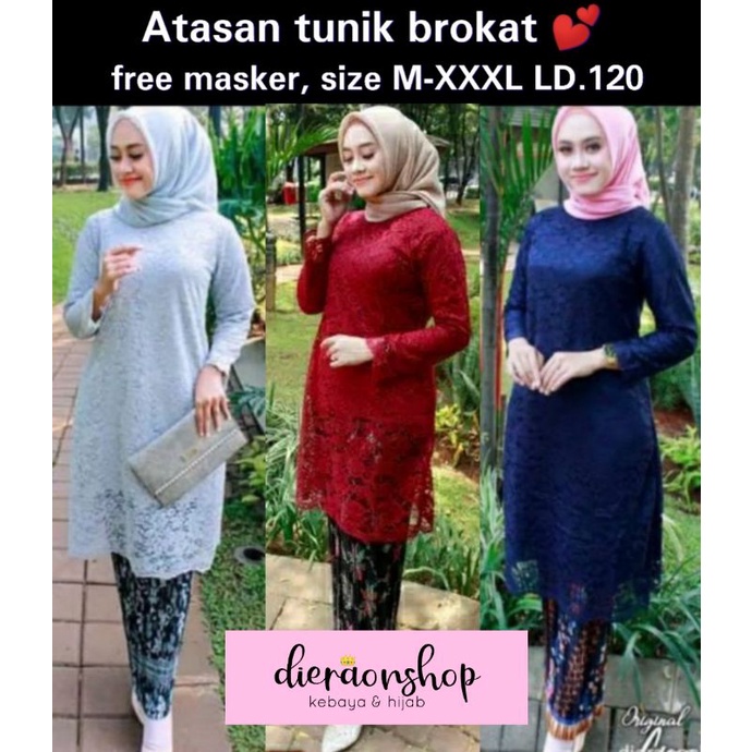 Baju Kebaya Cod Atasan Tunik Brokat Brokat Ld120 Sage Mint Coksu Jumbo Kurung Padang Panjang Q8Y4 Pr