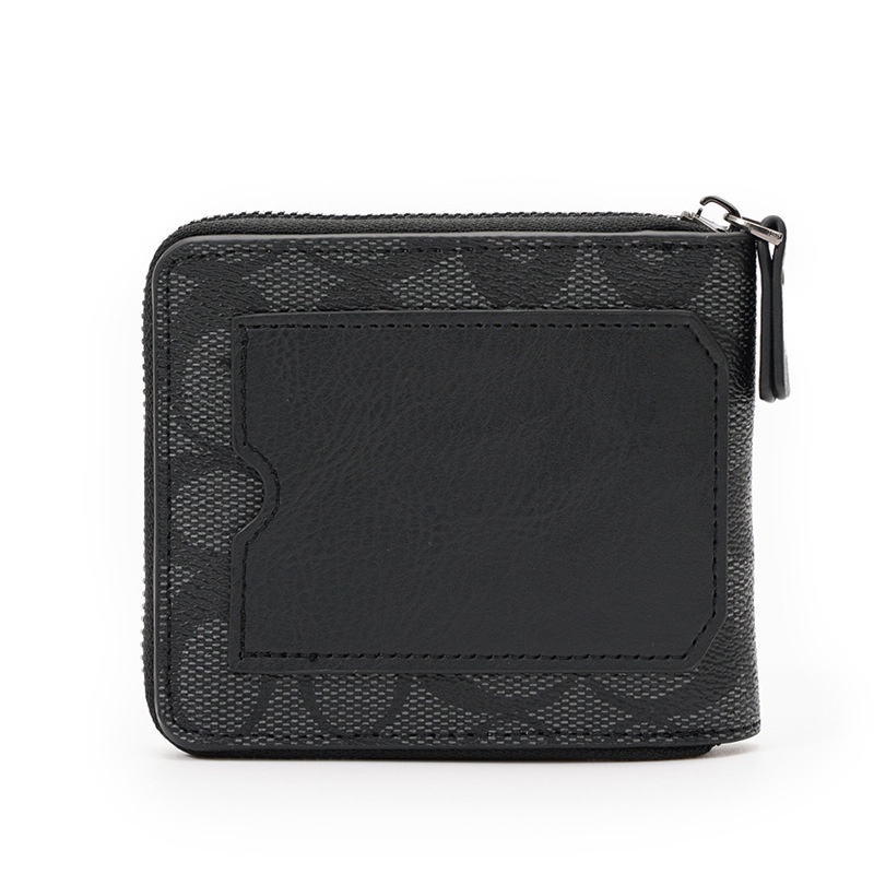CSONLINEMALL Dompet Pria PU Dompet Kulit Sintetis Box Kulit Lipat Dompet Polos Dompet Kartu Bahan Berkualitas Kartu Dompet Koin Dompet
