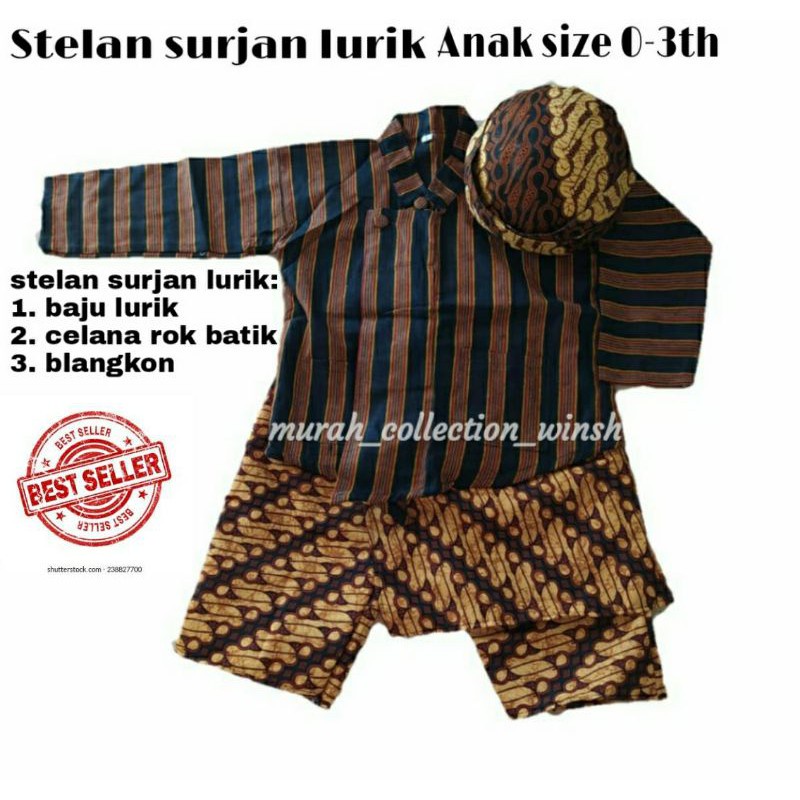 Lurik Baju jawa bayi laki laki / baju lurik anak laki laki / baju adat anak / baju adat jawa anak la