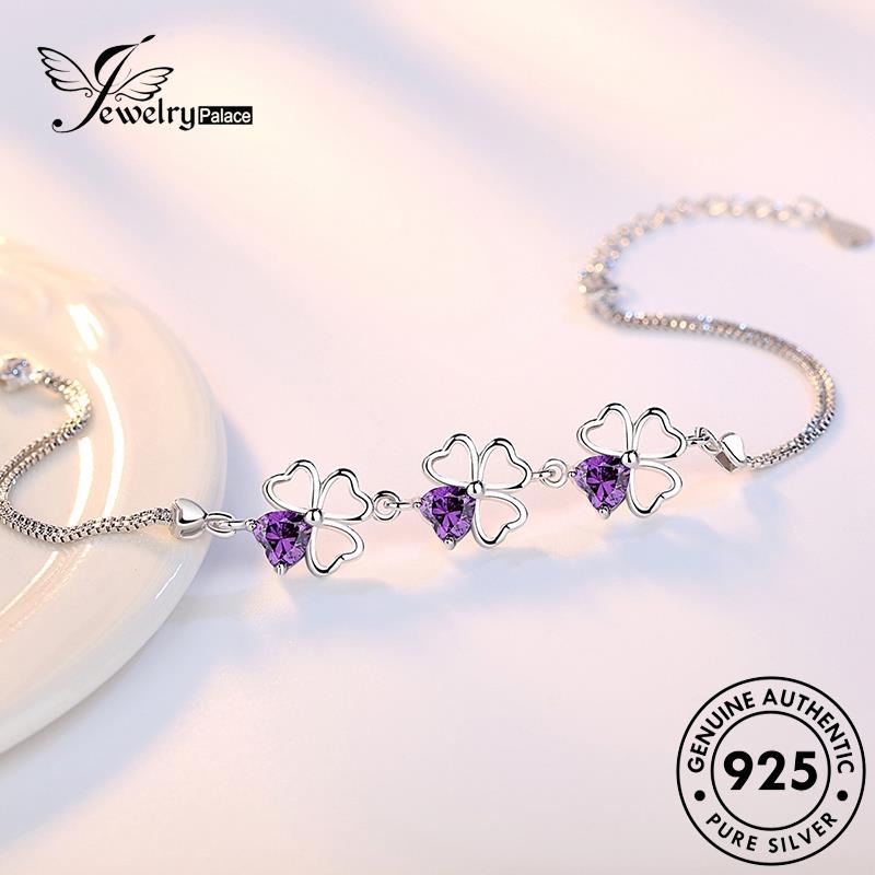 Jewelrypalace Gelang Perak Amethyst925 Bunga Hollow Wanita Asli B37