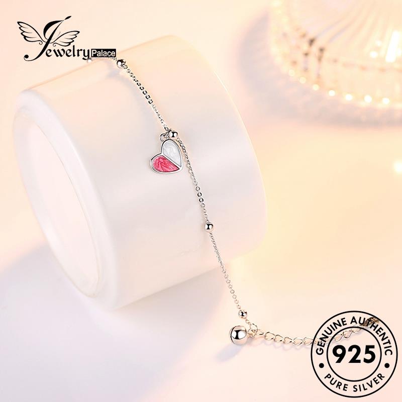 Jewelrypalace Asli925 Wanita Lucu Perak Gelang Hati Kristal B110