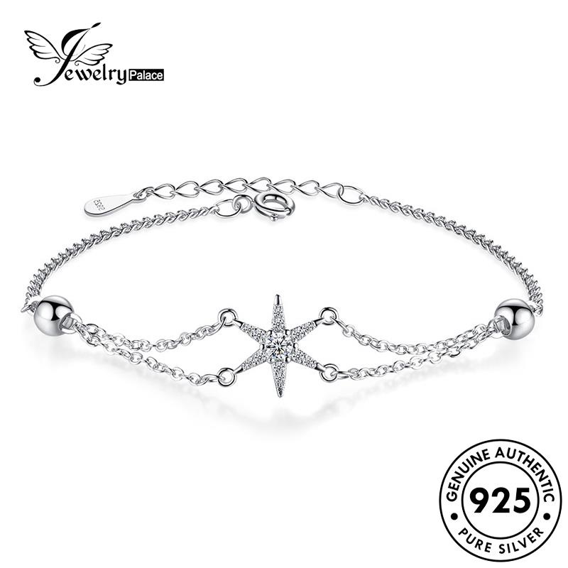 Jewelrypalace Hexagram Gelang Berlian Asli Moissanite Wanita Kepribadian Perak925 B111